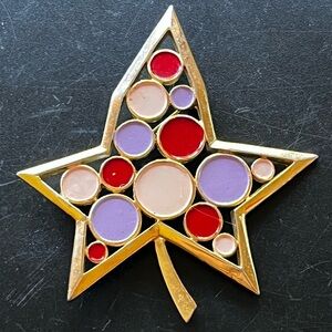 Trifari Confetti Collection 1967 Leaf Brooch Pin Pink Purple Enamel Signed MCM